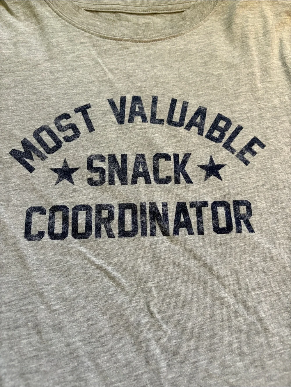 Mauve Most Valuable Snack Coordinator Gray Graphic Tee - Picture 3 of 4